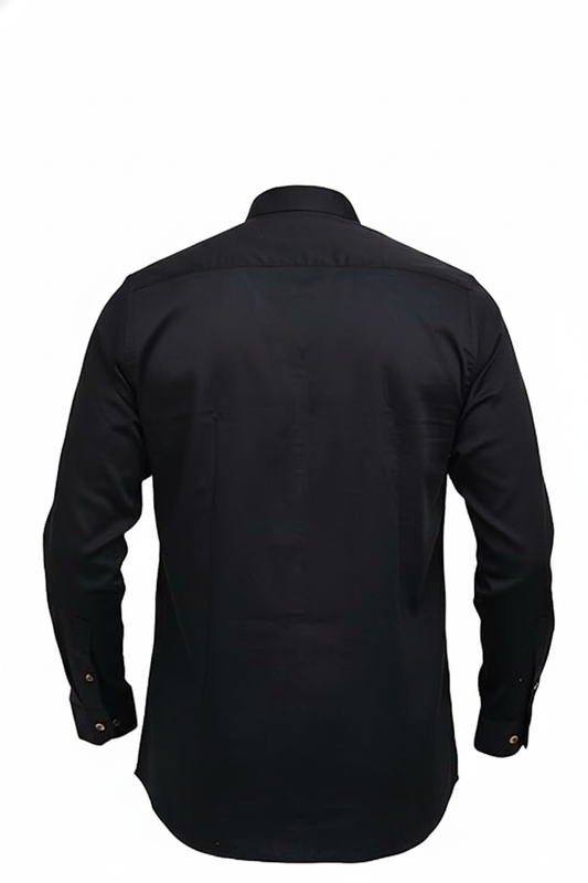 ZEON Lycra Solid Full Sleeves Button Down Collar Black Shirt, Perfect for Formal Professionalism and Casual Elegance