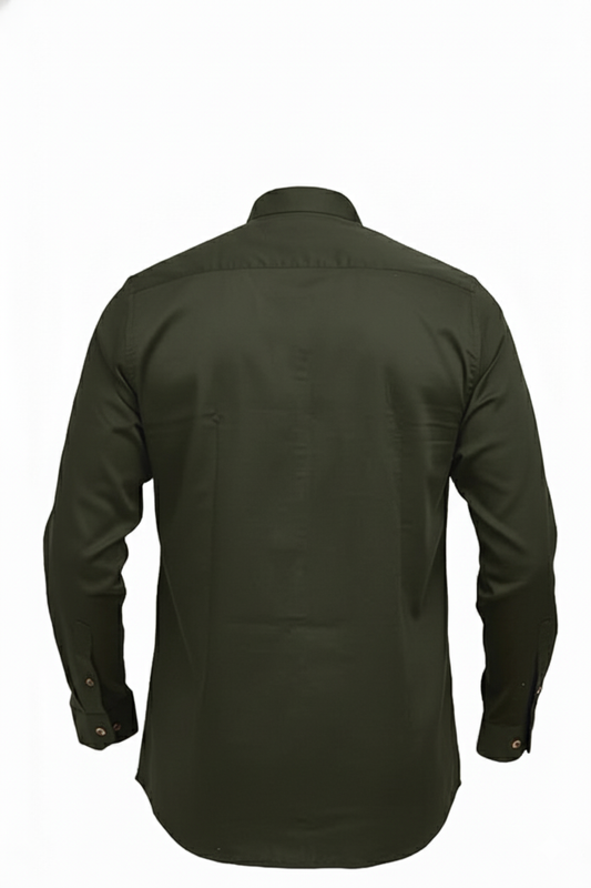 Zeon Lycra Solid Full Sleeves Button Down Collar OLIVE Shirt, Perfect for Formal Professionalism and Casual Elegance