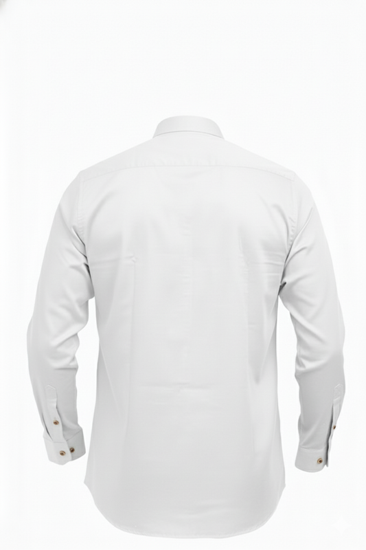 Zeon Lycra Solid Full Sleeves Button Down Collar White Shirt, Perfect for Formal Professionalism and Casual Elegance
