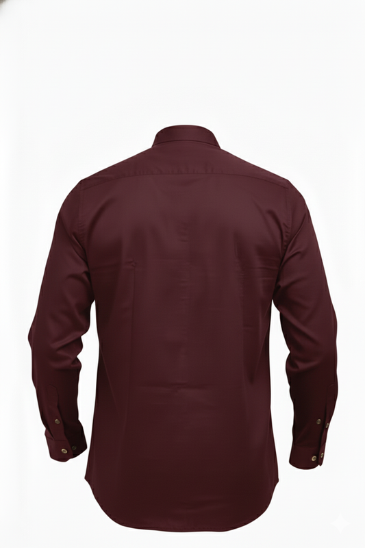 Zeon Lycra Solid Full Sleeves Button Down Collar MAROON Shirt, Perfect for Formal Professionalism and Casual Elegance