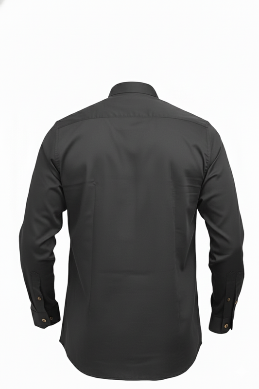 Zeon Lycra Solid Full Sleeves Button Down Collar DARK GRAY Shirt, Perfect for Formal Professionalism and Casual Elegance